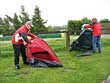 Synchronised tent folding